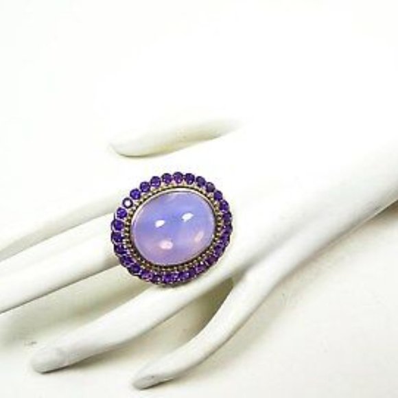 LAGOS Caviar Sterling Silver 18K Gold Lavender Quartz Amethyst Ring Sz 7 - Picture 4 of 10